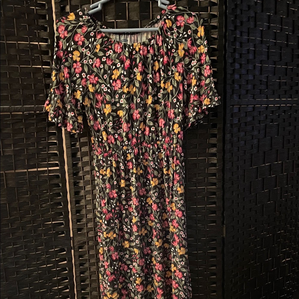 Old Navy Black Floral Midi Dress